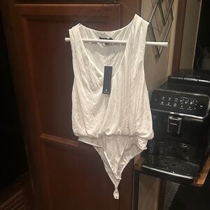 Lulu's White Draped Bodysuit